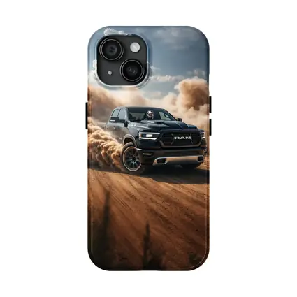Ram Truck Drifting on Dusty Dirt Road