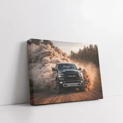 RAM Truck Drifting On Dusty Dirt Road