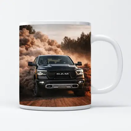 RAM Truck Drifting On Dusty Dirt Road