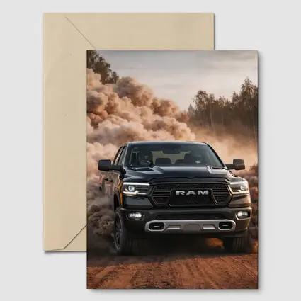 RAM Truck Drifting On Dusty Dirt Road