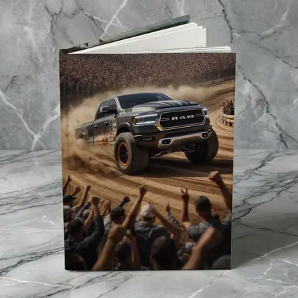 Ram Truck Tearing Through Dirt Race Arena