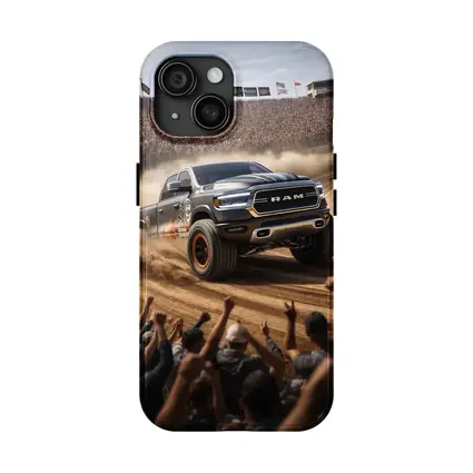 Ram Truck Tearing Through Dirt Race Arena