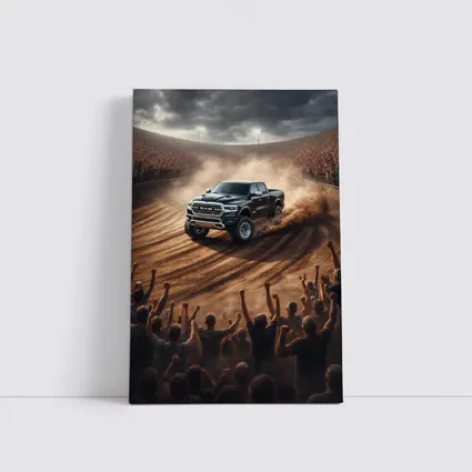 Ram Truck Drifting Dirt Track Crowd