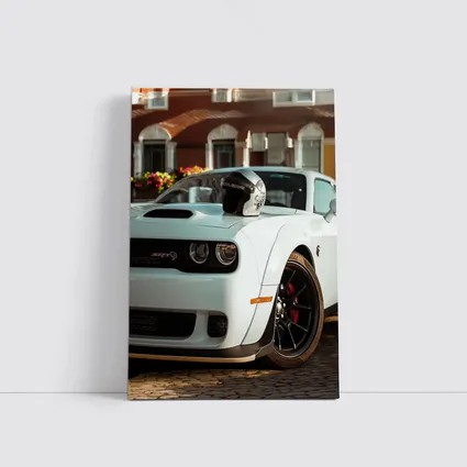 Dodge Challenger SRT White Old Town Street