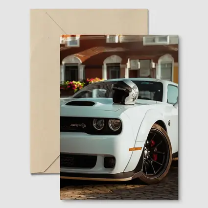 Dodge Challenger SRT White Old Town Street