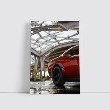 Dodge Challenger SRT Red Under Structural Bridge