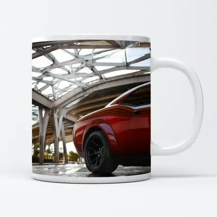 Dodge Challenger SRT Red Under Structural Bridge