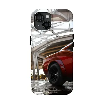 Dodge Challenger SRT Red Under Structural Bridge