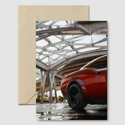 Dodge Challenger SRT Red Under Structural Bridge