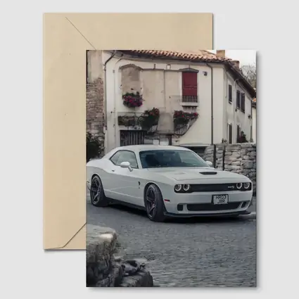 Dodge Challenger SRT White Old Town Street