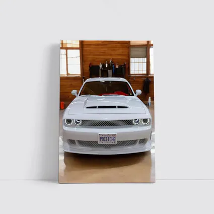 White Dodge Challenger SRT Garage Front View