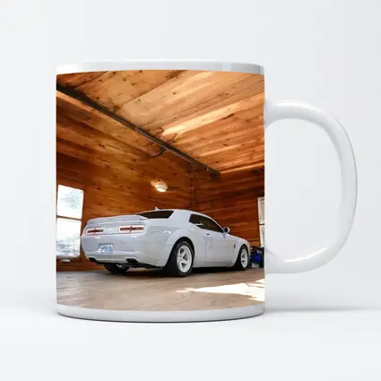 Dodge Charger White Muscle Car Wooden Garage