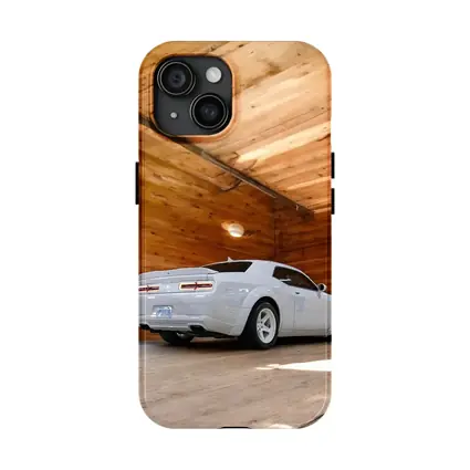 Dodge Charger White Muscle Car Wooden Garage