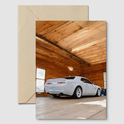Dodge Charger White Muscle Car Wooden Garage