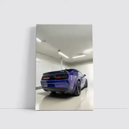 Dodge Challenger SRT Purple Garage Rear View