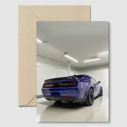 Dodge Challenger SRT Purple Garage Rear View