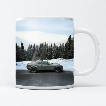 Dodge Challenger Gray Muscle Car Winter Forest