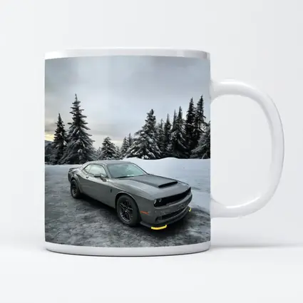 Dodge Challenger SRT Gray Winter Snow Scene
