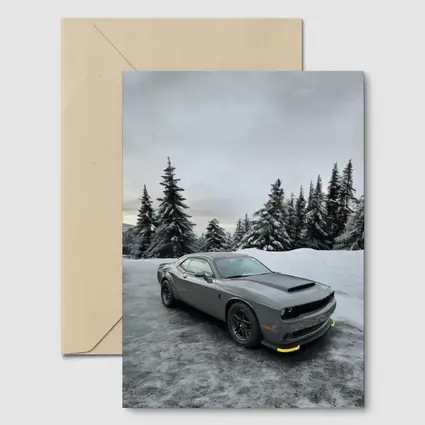Dodge Challenger SRT Gray Winter Snow Scene