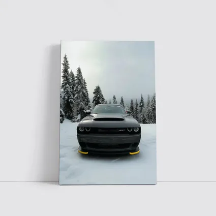 Dodge Challenger SRT Black In Winter Snow