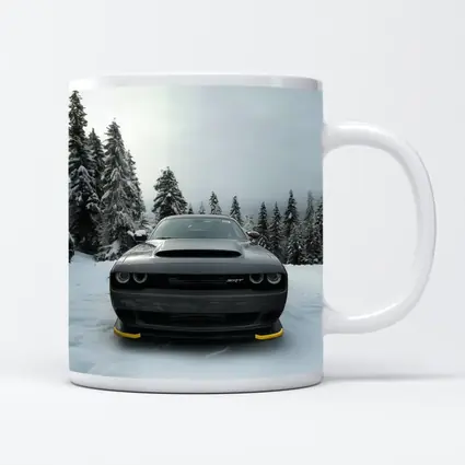 Dodge Challenger SRT Black In Winter Snow