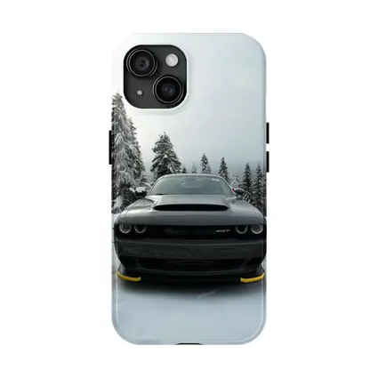 Dodge Challenger SRT Black In Winter Snow