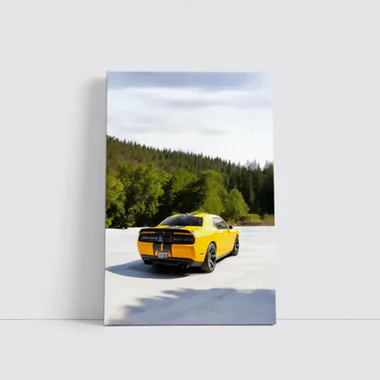 Dodge Challenger SRT Yellow Forest Background