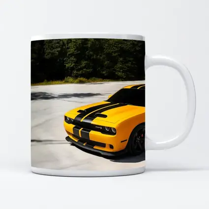 Dodge Challenger SRT Yellow Black Stripes Forest