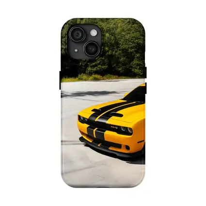 Dodge Challenger SRT Yellow Black Stripes Forest
