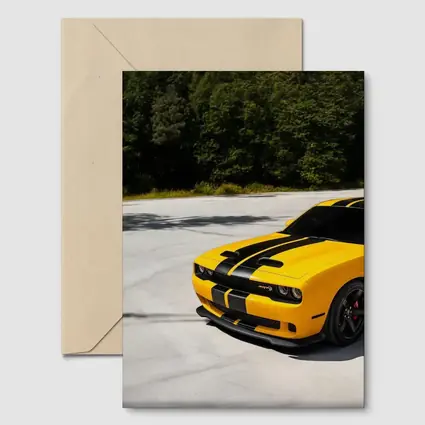 Dodge Challenger SRT Yellow Black Stripes Forest