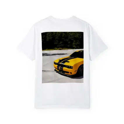 Dodge Challenger SRT Yellow Black Stripes Forest