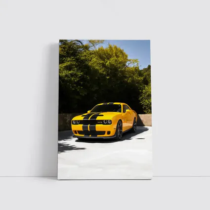 Dodge Challenger SRT Yellow Muscle Car Outdoors