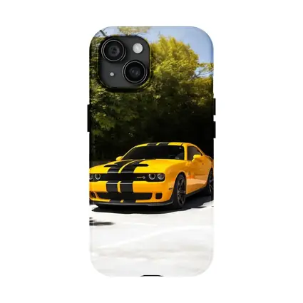 Dodge Challenger SRT Yellow Muscle Car Outdoors