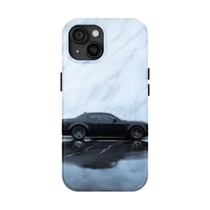 Dodge Challenger Hellcat Black Marble Background