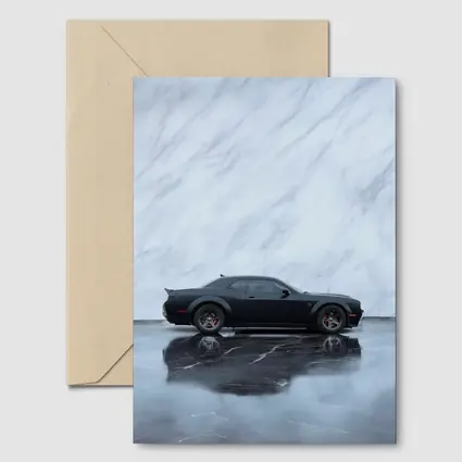 Dodge Challenger Hellcat Black Marble Background