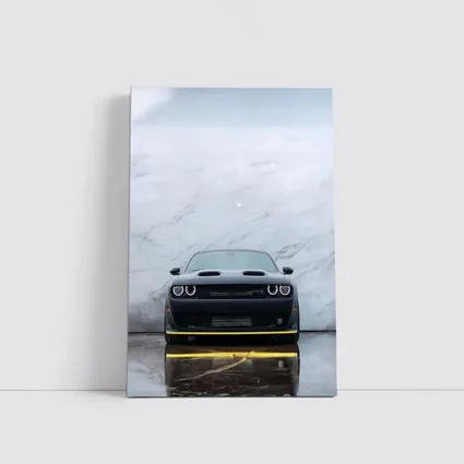 Dodge Challenger Front View Marble Background