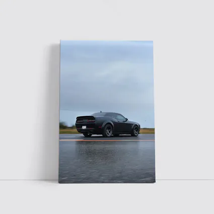Dodge Challenger Demon Matte Black Wet Road