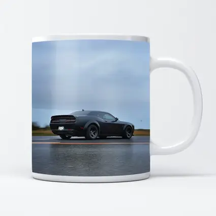 Dodge Challenger Demon Matte Black Wet Road