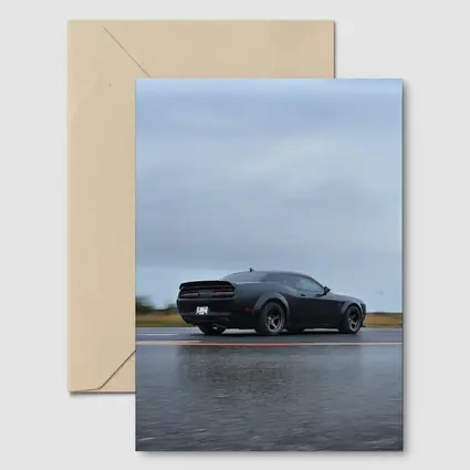 Dodge Challenger Demon Matte Black Wet Road