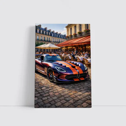 Dodge Viper Parked Outside Paris Cafe