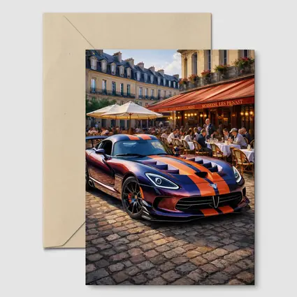 Dodge Viper Parked Outside Paris Cafe
