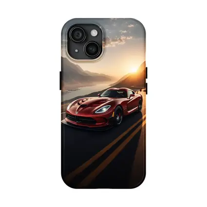 Dodge Viper Driving Mountain Road At Sunset