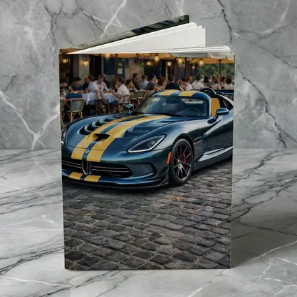 Dodge Viper Blue Yellow Stripes Cobblestone Street