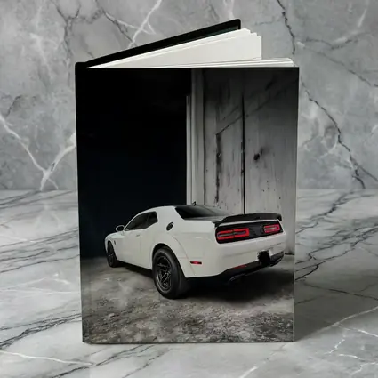 White Dodge Challenger Rear Abandoned Building