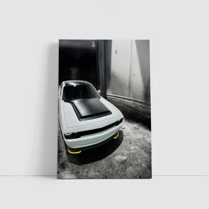 Dodge Challenger White In Abandoned Building