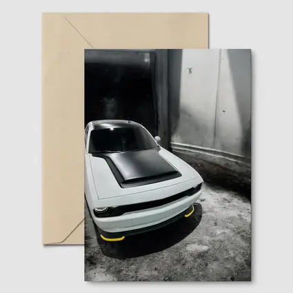 Dodge Challenger White In Abandoned Building