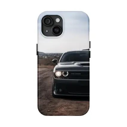 Dodge Challenger Black Front View City Backdrop