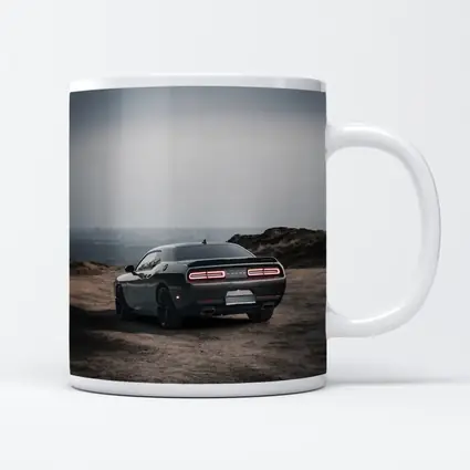 Dodge Challenger Dark Rear View Overcast Sky