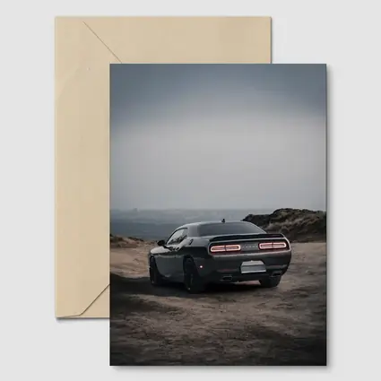 Dodge Challenger Dark Rear View Overcast Sky