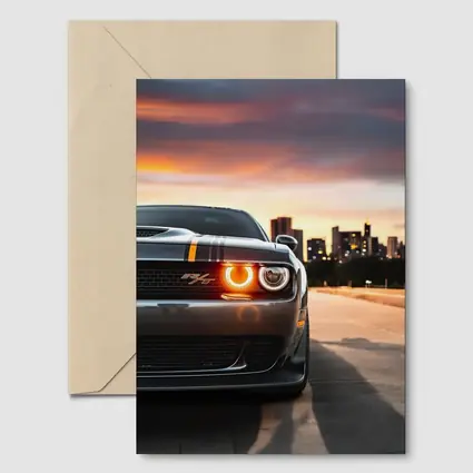 Dodge Challenger RT City Sunset Front View